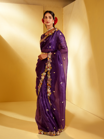 Elinor-Mystic Moonlight-Purple Organza Saree