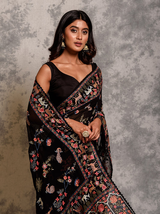 Black Georgette Saree