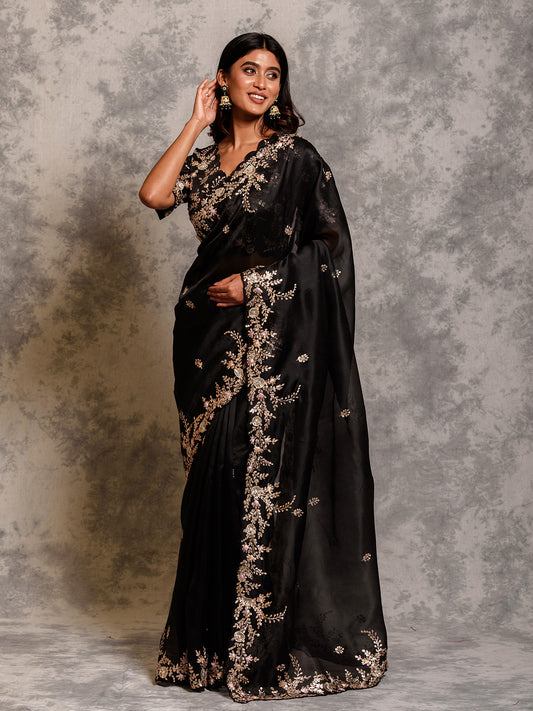 Black organza Saree