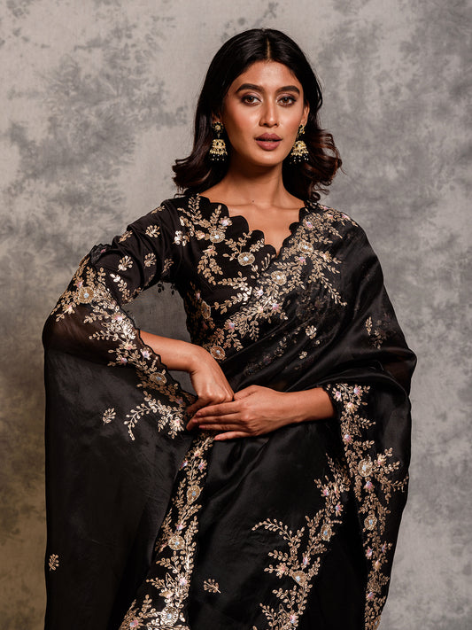 Black organza Saree