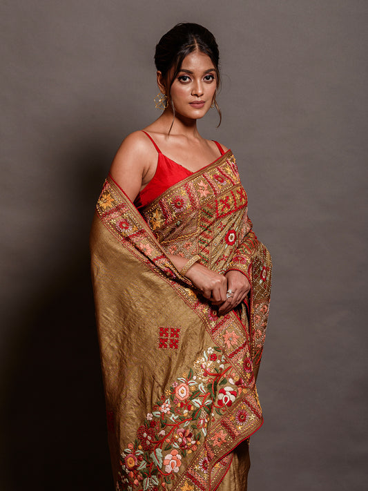 Brown Tussar Saree