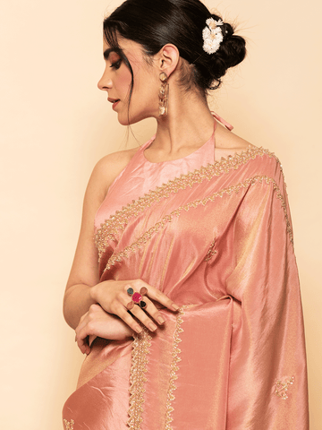 Navya Peach Tissue Saree