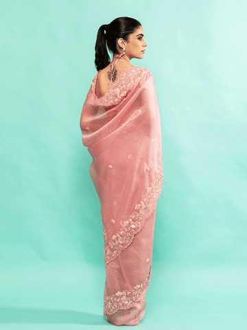 Navya Baby Pink Organza Saree