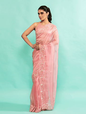 Navya Baby Pink Organza Saree