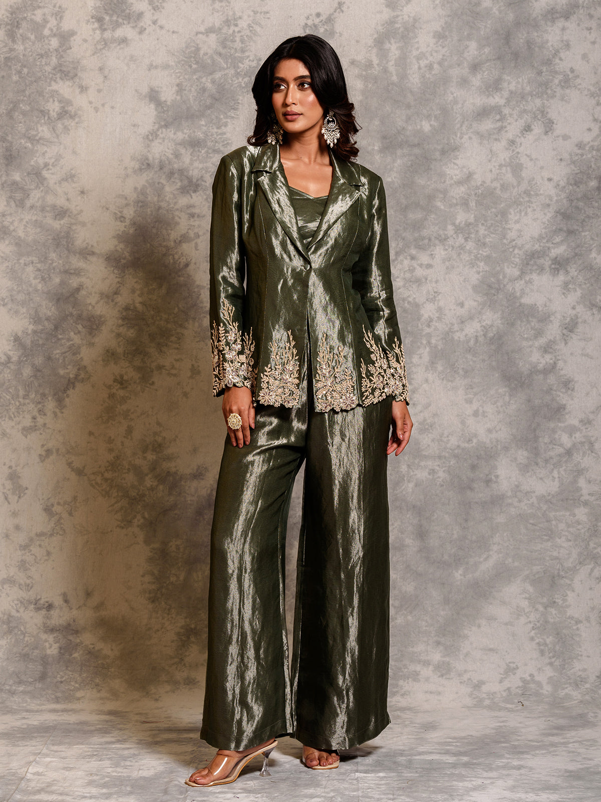 Emerald Bustier and Pant with Jacket