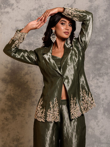 Emerald Bustier and Pant with Jacket