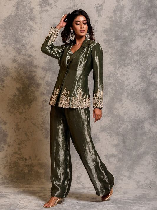 Emerald Bustier and Pant with Jacket