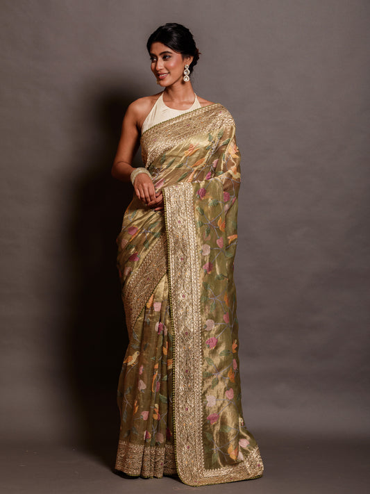 Green Gold Tissue Saree