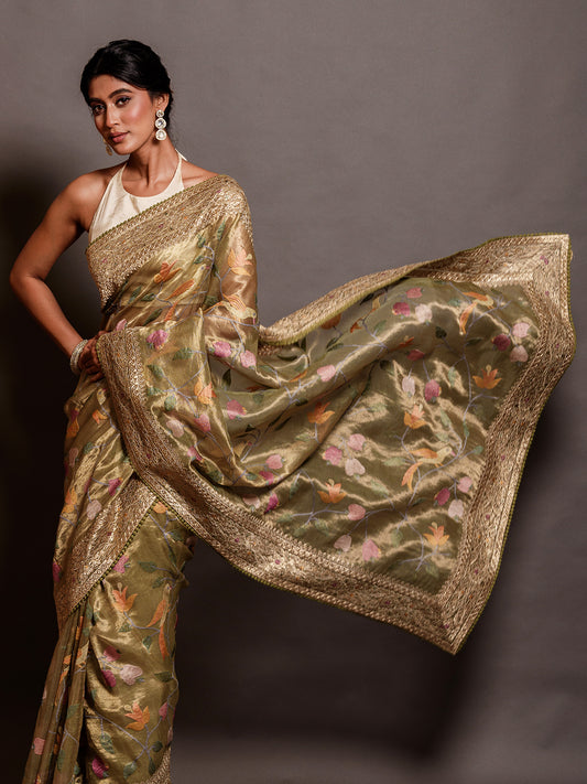 Green Gold Tissue Saree