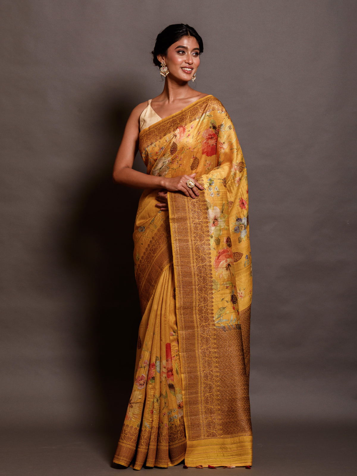 Mustard Yellow Handloom Tussar