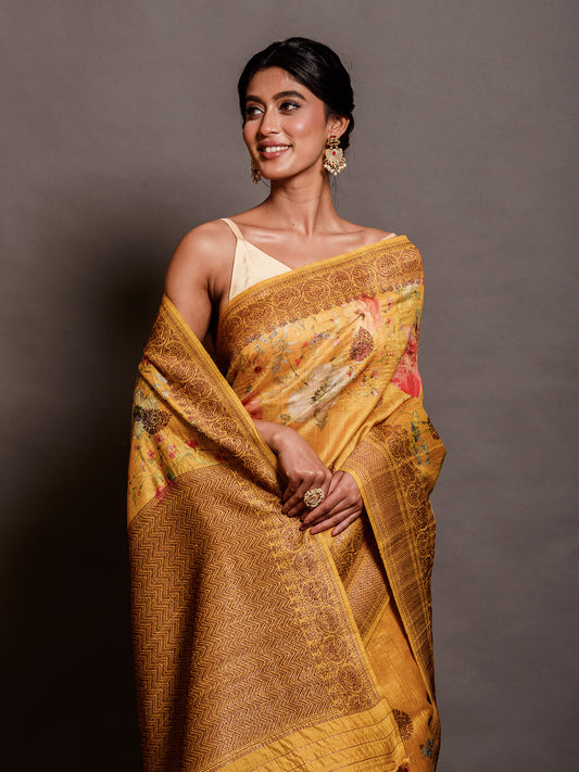 Mustard Yellow Handloom Tussar