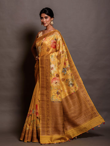 Mustard Yellow Handloom Tussar