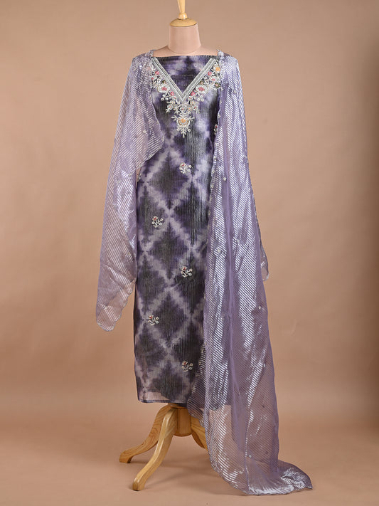 Purple Tissue Kurta Set with Zardoshi Work - Unstitched