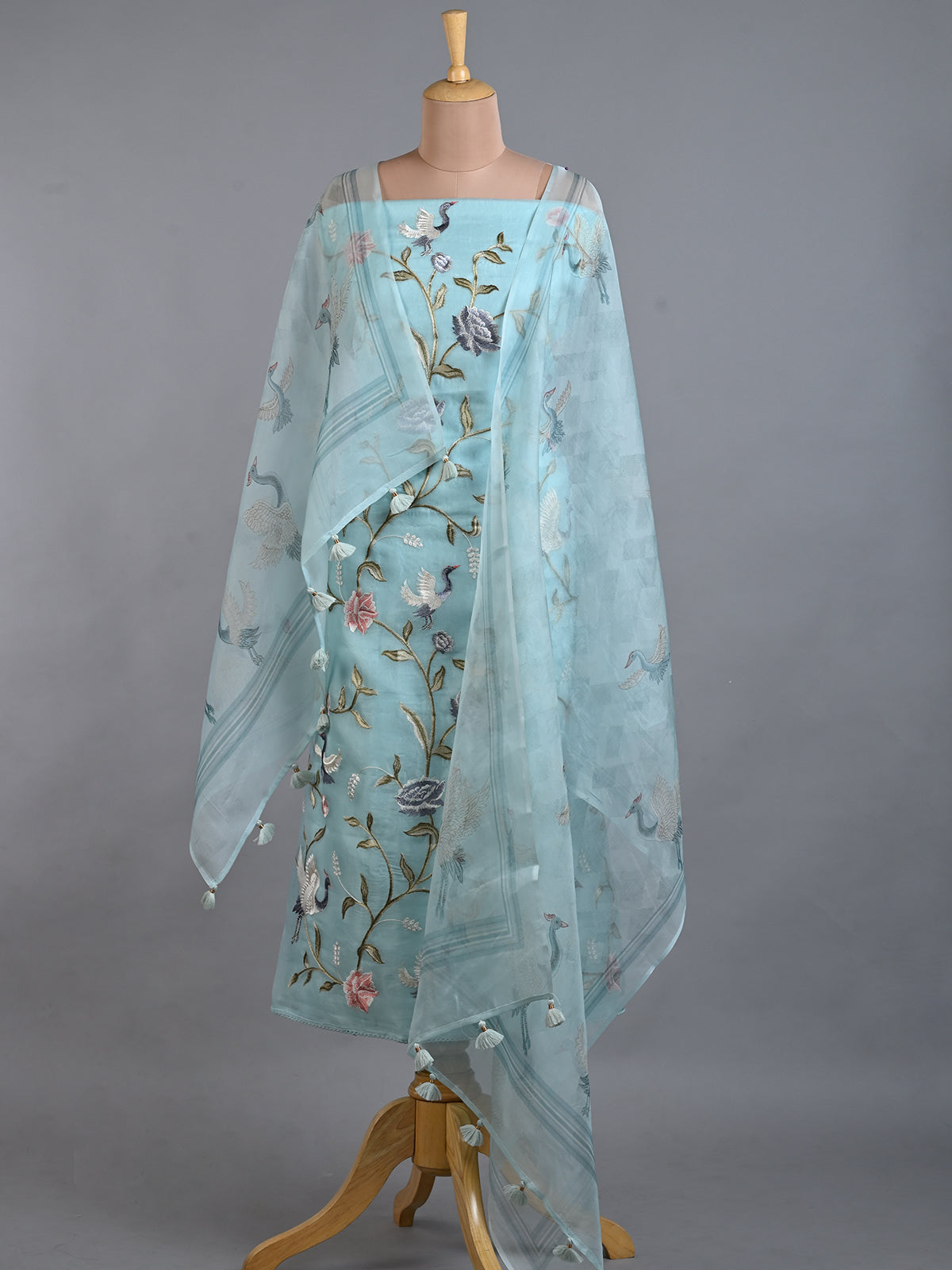 Light Blue Set With Parsi Work