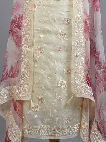 White Organza With Pink Highlight Dupatta