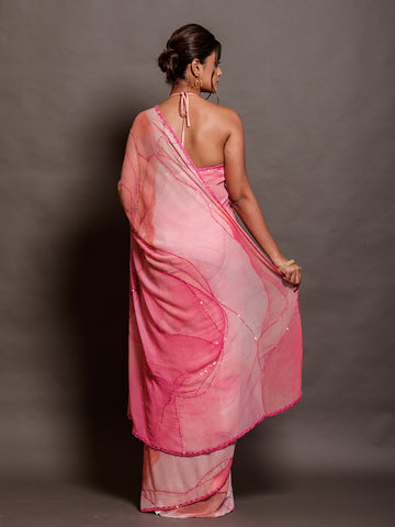 Hot pink chiffon Saree