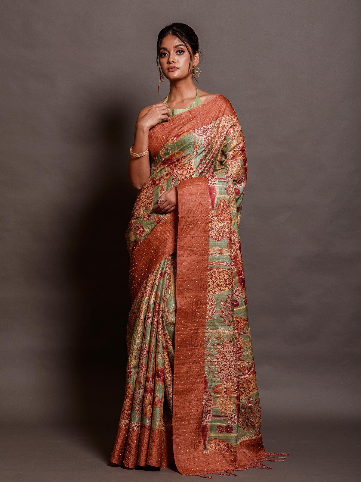 Women's Multicoloured Silk Saree with Banarsi Border